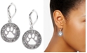 Pet Friends Jewelry Silver-Tone Pav&eacute; Paw-Cutout Drop Earrings